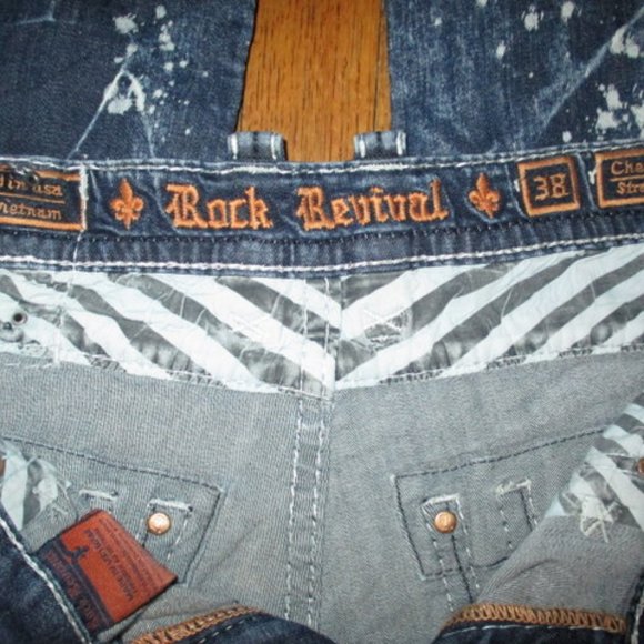 ROCK REVIVAL Chenko Straight Acid Splatter Jeans Sz 38 - Picture 5 of 12
